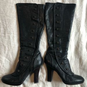 Black Frye Matilda Button Detail Zip Boots
